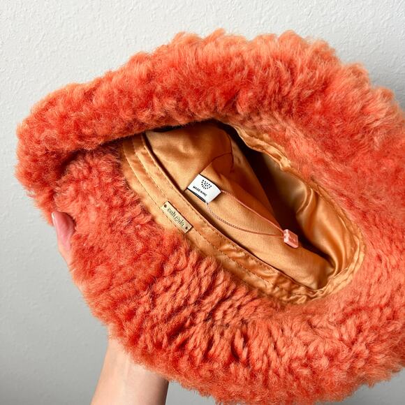 cult gaia kumi orange shearling wool bucket hat - Picture 8 of 8